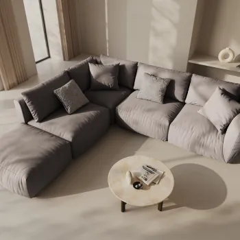 Coltar modular dreapta 4 locuri, Chris-259, Micadoni Home, 295x290x80 cm, tesatura structurata chenille, bej sand imagine