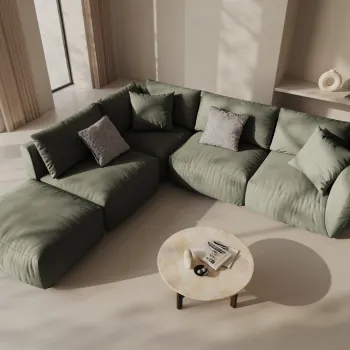 Coltar modular dreapta 4 locuri, Chris-259, Micadoni Home, 295x290x80 cm, tesatura structurata chenille, verde deschis imagine