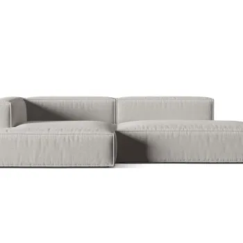 Coltar modular dreapta 4 locuri, Nuria-215, Micadoni Home, 312x147x72 cm, tesatura structurata chenille, gri deschis imagine