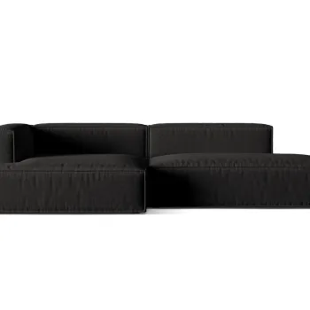 Coltar modular dreapta 4 locuri, Nuria-215, Micadoni Home, 312x147x72 cm, tesatura structurata chenille, negru imagine