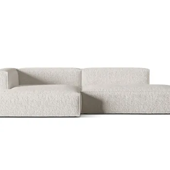 Coltar modular dreapta 4 locuri, Nuria-260, Micadoni Home, 312x147x72 cm, tesatura boucle, gri bej melange imagine