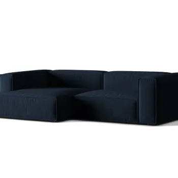 Coltar modular dreapta 4 locuri, Nuria-88, Micadoni Home, 292x147x72 cm, catifea, albastru inchis imagine