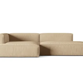 Coltar modular dreapta 4 locuri, Nuria-88, Micadoni Home, 312x147x72 cm, catifea, bej nude imagine