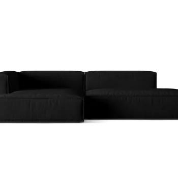 Coltar modular dreapta 4 locuri, Nuria-88, Micadoni Home, 312x147x72 cm, catifea, negru imagine