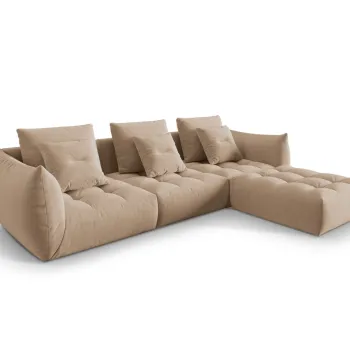 Coltar modular reversibil 2 locuri, Bloom-184, Micadoni Home, 332x216x95 cm, catifea, bej sand imagine