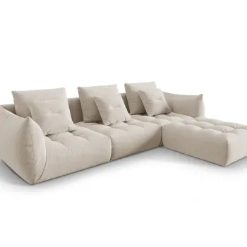 Coltar modular reversibil 2 locuri, Bloom-184, Micadoni Home, 332x216x95 cm, catifea, ecru imagine
