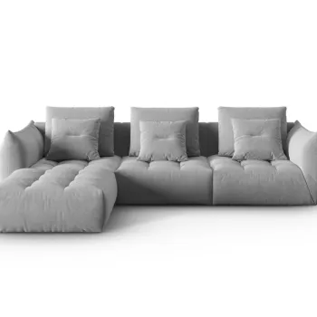 Coltar modular reversibil 2 locuri, Bloom-184, Micadoni Home, 332x216x95 cm, catifea, gri imagine