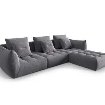 Coltar modular reversibil 2 locuri, Bloom-184, Micadoni Home, 332x216x95 cm, catifea, gri inchis imagine