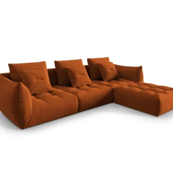 Coltar modular reversibil 2 locuri, Bloom-184, Micadoni Home, 332x216x95 cm, catifea, teracota imagine