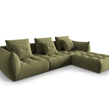 Coltar modular reversibil 2 locuri, Bloom-184, Micadoni Home, 332x216x95 cm, catifea, verde deschis imagine