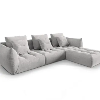 Coltar modular reversibil 2 locuri, Bloom-86, Micadoni Home, 332x216x95 cm, tesatura structurata, argintiu imagine