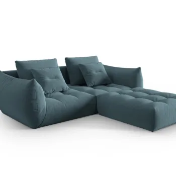 Coltar modular reversibil 3 locuri, Bloom-184, Micadoni Home, 232x216x95 cm, catifea, albastru pastel imagine