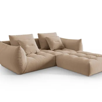Coltar modular reversibil 3 locuri, Bloom-184, Micadoni Home, 232x216x95 cm, catifea, bej sand imagine