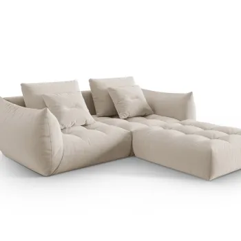 Coltar modular reversibil 3 locuri, Bloom-184, Micadoni Home, 232x216x95 cm, catifea, ecru imagine