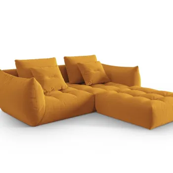 Coltar modular reversibil 3 locuri, Bloom-184, Micadoni Home, 232x216x95 cm, catifea, galben imagine