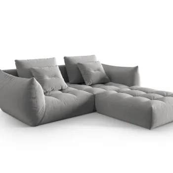 Coltar modular reversibil 3 locuri, Bloom-184, Micadoni Home, 232x216x95 cm, catifea, gri imagine