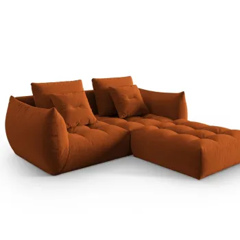 Coltar modular reversibil 3 locuri, Bloom-184, Micadoni Home, 232x216x95 cm, catifea, teracota imagine