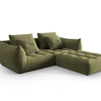 Coltar modular reversibil 3 locuri, Bloom-184, Micadoni Home, 232x216x95 cm, catifea, verde deschis imagine