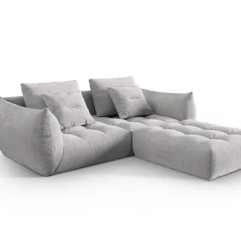 Coltar modular reversibil 3 locuri, Bloom-86, Micadoni Home, 232x216x95 cm, tesatura structurata, argintiu imagine