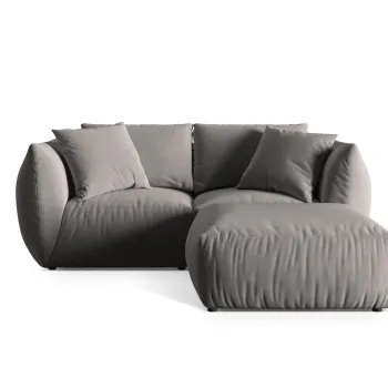 Coltar modular reversibil 4 locuri, Chris-184, Micadoni Home, 220x200x80 cm, catifea, gri imagine