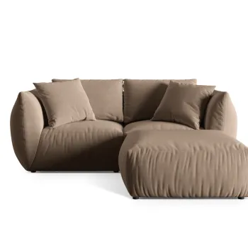 Coltar modular reversibil 4 locuri, Chris-184, Micadoni Home, 220x200x80 cm, catifea, maro deschis imagine