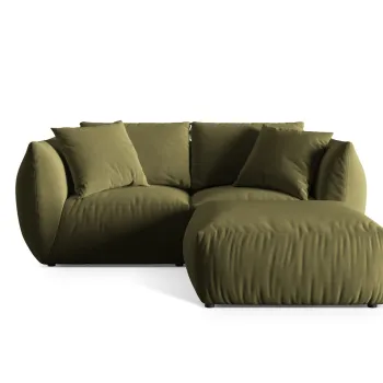 Coltar modular reversibil 4 locuri, Chris-184, Micadoni Home, 220x200x80 cm, catifea, verde deschis imagine
