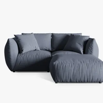 Coltar modular reversibil 4 locuri, Chris-259, Micadoni Home, 220x200x80 cm, tesatura structurata chenille, albastru muted imagine