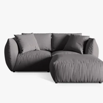 Coltar modular reversibil 4 locuri, Chris-259, Micadoni Home, 220x200x80 cm, tesatura structurata chenille, gri beton imagine