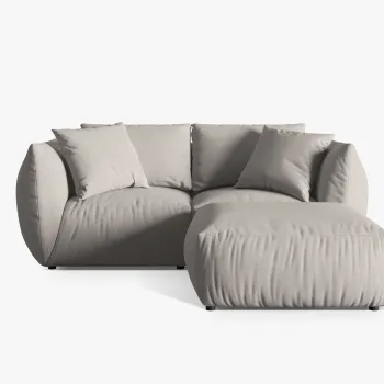 Coltar modular reversibil 4 locuri, Chris-259, Micadoni Home, 220x200x80 cm, tesatura structurata chenille, natural imagine