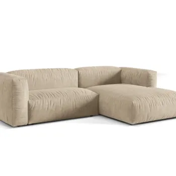 Coltar modular stanga 2 locuri, Martina-120, Micadoni Home, 283x176x75 cm, catifea, bej deschis imagine