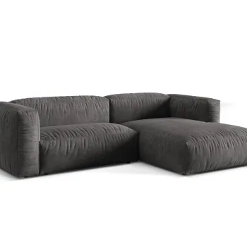 Coltar modular stanga 2 locuri, Martina-120, Micadoni Home, 283x176x75 cm, catifea, gri imagine