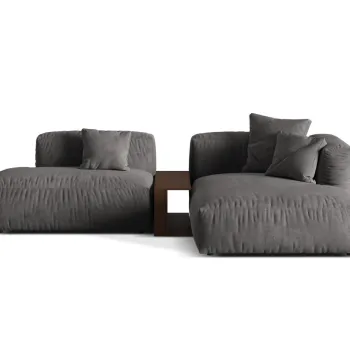 Coltar modular stanga 2 locuri, Martina-120, Micadoni Home, 285x176x75 cm, catifea, gri imagine