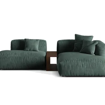 Coltar modular stanga 2 locuri, Martina-120, Micadoni Home, 285x176x75 cm, catifea, petrol imagine