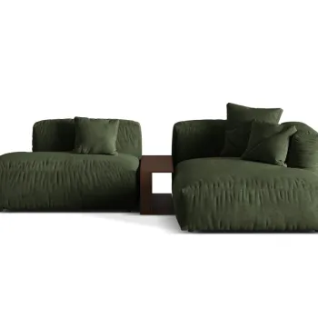Coltar modular stanga 2 locuri, Martina-120, Micadoni Home, 285x176x75 cm, catifea, verde imagine