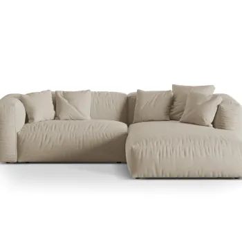 Coltar modular stanga 2 locuri, Martina-169, Micadoni Home, 283x176x75 cm, tesatura structurata catifelata, bej deschis imagine