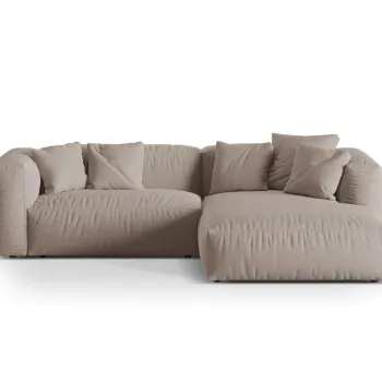 Coltar modular stanga 2 locuri, Martina-169, Micadoni Home, 283x176x75 cm, tesatura structurata catifelata, bej inchis imagine