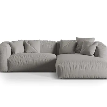 Coltar modular stanga 2 locuri, Martina-169, Micadoni Home, 283x176x75 cm, tesatura structurata catifelata, gri deschis imagine