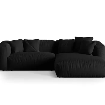 Coltar modular stanga 2 locuri, Martina-169, Micadoni Home, 283x176x75 cm, tesatura structurata catifelata, negru imagine