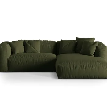 Coltar modular stanga 2 locuri, Martina-169, Micadoni Home, 283x176x75 cm, tesatura structurata catifelata, verde imagine