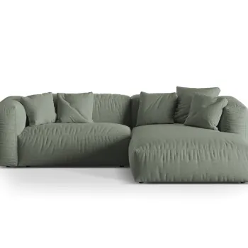 Coltar modular stanga 2 locuri, Martina-169, Micadoni Home, 283x176x75 cm, tesatura structurata catifelata, verde muschi imagine