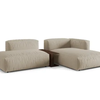 Coltar modular stanga 2 locuri, Martina-169, Micadoni Home, 285x176x75 cm, tesatura structurata catifelata, bej deschis imagine