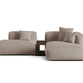 Coltar modular stanga 2 locuri, Martina-169, Micadoni Home, 285x176x75 cm, tesatura structurata catifelata, bej inchis imagine