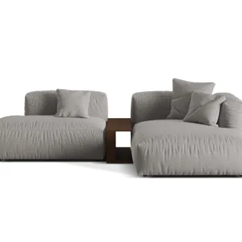 Coltar modular stanga 2 locuri, Martina-169, Micadoni Home, 285x176x75 cm, tesatura structurata catifelata, gri deschis imagine