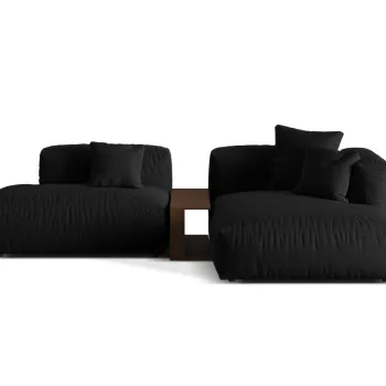 Coltar modular stanga 2 locuri, Martina-169, Micadoni Home, 285x176x75 cm, tesatura structurata catifelata, negru imagine