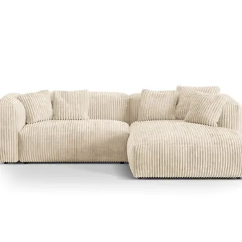 Coltar modular stanga 2 locuri, Martina-212, Micadoni Home, 283x176x75 cm, velur, bej deschis imagine