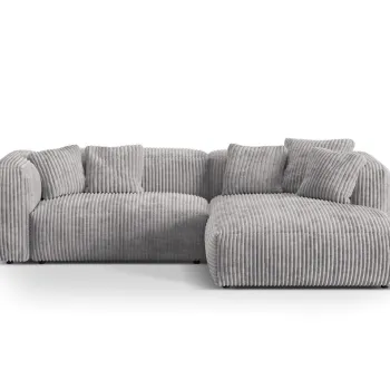 Coltar modular stanga 2 locuri, Martina-212, Micadoni Home, 283x176x75 cm, velur, gri deschis imagine