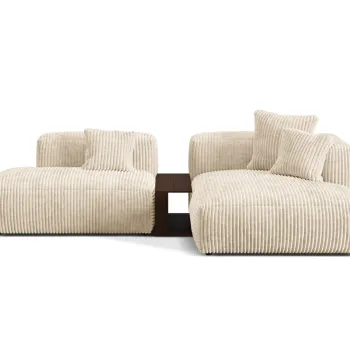 Coltar modular stanga 2 locuri, Martina-212, Micadoni Home, 285x176x75 cm, velur, bej deschis imagine