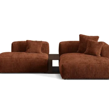 Coltar modular stanga 2 locuri, Martina-212, Micadoni Home, 285x176x75 cm, velur, caramiziu imagine