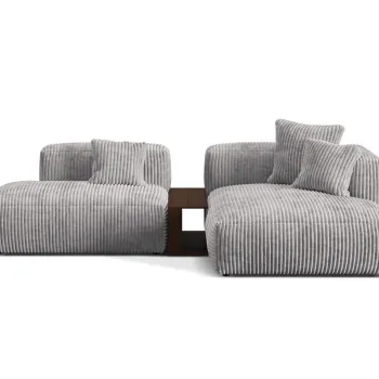 Coltar modular stanga 2 locuri, Martina-212, Micadoni Home, 285x176x75 cm, velur, gri deschis imagine