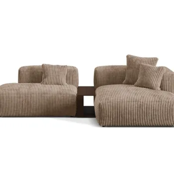 Coltar modular stanga 2 locuri, Martina-212, Micadoni Home, 285x176x75 cm, velur, maro ghinda imagine